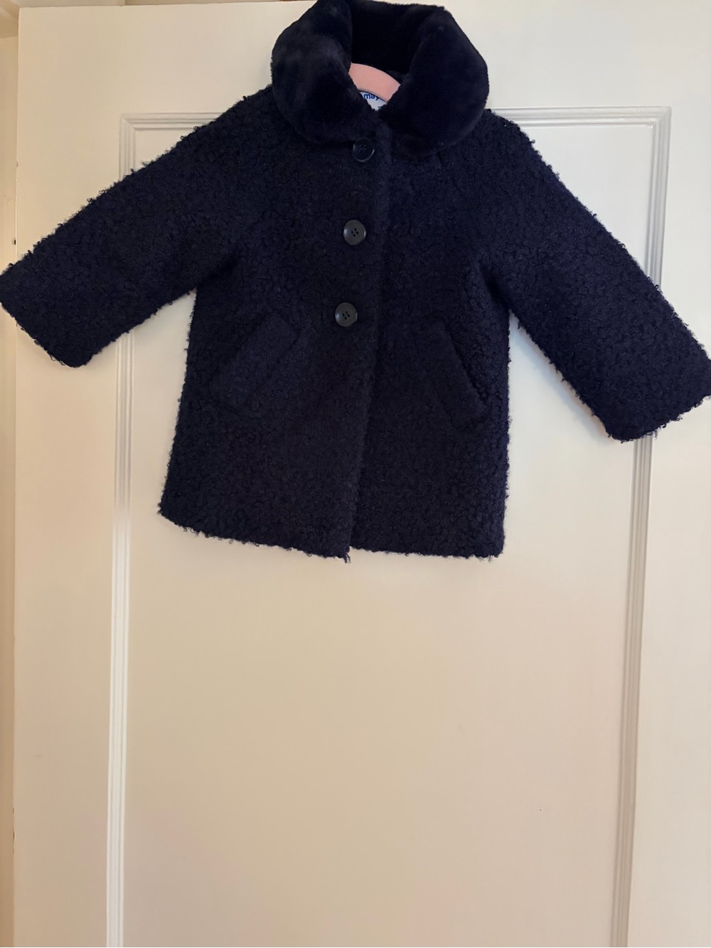 Mayoral Kids Navy Faux Shearling Pea Coat 2t